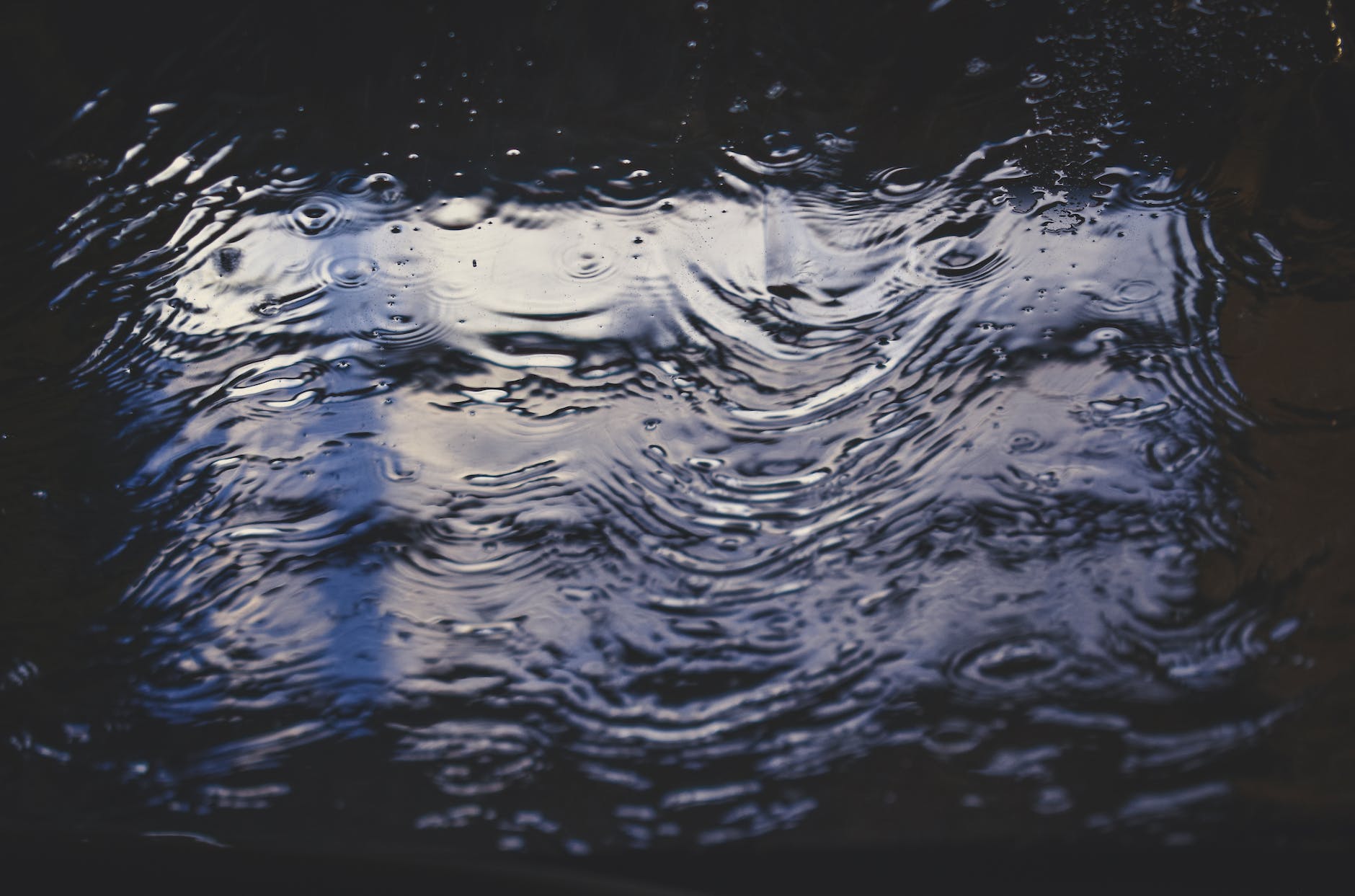 water droplets in flowing water